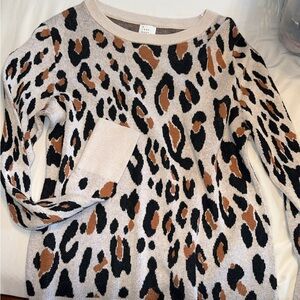 a new day Animal Print Sweater - Black and Brown